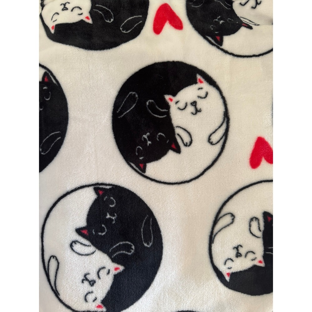 Cute Yin Yang Cats Fleece Blanket Oversize Throw Cute Cat Lover Gift 50"x70"